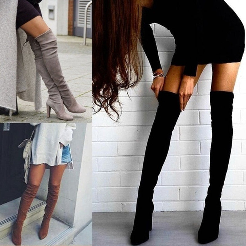 Elegante Overknee-Stretchstiefel mit Blockabsatz – Stil trifft Komfort